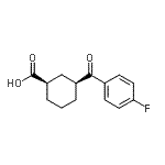 structure of CAS# 735269-81-5, (1R,3S)-3-(4-Fluorobenzoyl)cyclohexanecarboxylic acid;cis-3-(4-fluorobenzoyl)cyclohexane-1-carboxylic acid;MFCD01311280