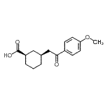 structure of CAS# 735275-10-2, (1R,3S)-3-[2-(4-Methoxyphenyl)-2-oxoethyl]cyclohexanecarboxylic acid;cis-3-[2-<wbr>(4-methox<wbr>yphenyl)-<wbr>2-oxoethy<wbr>l]cyclohe<wbr>xane-1-ca<wbr>rboxylic <wbr>acid