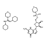 structure of CAS# 7361-07-1, [(2R,3S,4R,5R)-5-(2-amino-6-oxo-3H-purin-9-yl)-3,4-dihydroxy-tetrahydrofuran-2-yl]methoxy-morpholino-phosphinic acid, N,N'-dicyclohexylmorpholine-4-carboxamidine;GUANOSINE<wbr>5'-MONOPH<wbr>OSPHOMORP<wbr>HOLIDATE4<wbr>-MORPHOLI<wbr>NE-N,N'-D<wbr>ICYCLOHEX<wbr>YLCARBOXA<wbr>MIDINESALT