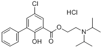 CAS#: 73728-80-0， 2-(5-Chloro-2-Hydroxy-3-Phenylbenzoyl)Oxyethyl-Di(Propan-2-Yl)Azanium Chloride