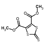 structure of CAS# 7396-41-0, Dimethyl 2-thioxo-1,3-dithiole-4,5-dicarboxylate;1,3-DITHIOLE-2-THIONE-4,5-DICARBOXYLICACIDDIMETHYLESTER;Dimethyl 1,3-Dithiole-2-thione-4,5-dicarboxylate;440779_ALDRICH