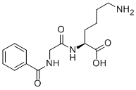 structure of CAS# 740-63-6, N-Benzoylglycyl-L-Lysine;6-Amino-2-[[1-Oxo-2-[(Oxo-Phenylmethyl)Amino]Ethyl]Amino]Hexanoic Acid;6-Amino-2-[2-(Phenylcarbonylamino)Ethanoylamino]Hexanoic Acid;Hippuryl-L-Lysine