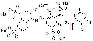CAS#: 75199-10-9， Copper Tetrasodium 7-[(5-Chloro-6-Fluoro-2-Methylpyrimidin-4-Yl)Amino]-4-Oxido-3-(2-Oxido-4,6-Disulfonatonaphthalen-1-Yl)Diazenylnaphthalene-1,5-Disulfonate