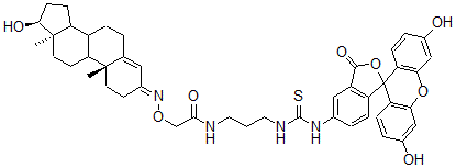 CAS#: 75585-81-8， N-[3-[(3',6'-Dihydroxy-3-Oxospiro[2-Benzofuran-1,9'-Xanthene]-5-Yl)Carbamothioylamino]Propyl]-2-[[(10R,13S,17S)-17-Hydroxy-10,13-Dimethyl-1,2,6,7,8,9,11,12,14,15,16,17-Dodecahydrocyclopenta[a]Phenanthren-3-Ylidene]Amino]Oxyacetamide