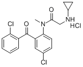 CAS 登录号：75615-94-0， N-[4-氯-2-(2-氯苯甲酰基)苯基]-2-(环丙基氨基)-N-甲基乙酰胺盐酸盐