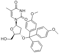 structure of CAS# 76054-81-4, 3'-O-(4,4'-Dimethoxytrityl)-Thymidine;1-[(2R,4S,5R)-4-[Bis(4-Methoxyphenyl)-Phenyl-Methoxy]-5-(Hydroxymethyl)Tetrahydrofuran-2-Yl]-5-Methyl-Pyrimidine-2,4-Dione;1-[(2R,4S,5R)-4-[Bis(4-Methoxyphenyl)-Phenylmethoxy]-5-(Hydroxymethyl)-2-Tetrahydrofuranyl]-5-Methylpyrimidine-2,4-Dione;1-[(2R,4S,5R)-4-[Bis(4-Methoxyphenyl)-Phenyl-Methoxy]-5-Methylol-Tetrahydrofuran-2-Yl]-5-Methyl-Pyrimidine-2,4-Quinone
