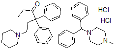 CAS 登录号：76391-75-8， 1-二苯甲基-4-甲基哌嗪, 4,4-二苯基-6-哌啶-1-基己烷-3-酮二盐酸盐