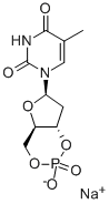structure of CAS# 76567-90-3, Thymidine 3',5'-Cyclic Monophosphate Sodium Salt;THYMIDINE 3':5'-CYCLIC MONOPHOSPHATE SODIUM SALT;Thymidine 3':5'-Cyclic Monophosphate*Sodium