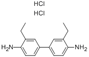 structure of CAS# 76787-89-8, 3,3'-Diethylbenzidine Dihydrochloride;4,4'-DIAMINO-3,3'-DIETHYLBIPHENYL DIHYDROCHLORIDE;3,3-DIETHYLBENZIDINE DIHYDROCHLORIDE 97+%;3,3'-DIETHYLBENZIDINE DIHYDROCHLORIDE