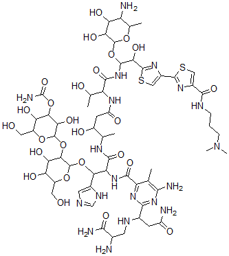 CAS#: 77368-74-2， [2-[2-[2-[[6-Amino-2-[3-Amino-1-[(2,3-Diamino-3-Oxopropyl)Amino]-3-Oxopropyl]-5-Methylpyrimidine-4-Carbonyl]Amino]-3-[[5-[[1-[[1-(5-Amino-3,4-Dihydroxy-6-Methyloxan-2-Yl)Oxy-2-[4-[4-(3-Dimethylaminopropylcarbamoyl)-1,3-Thiazol-2-Yl]-1,3-Thiazol-2-Yl]-2-Hydroxyethyl]Amino]-3-Hydroxy-1-Oxobutan-2-Yl]Amino]-3-Hydroxy-5-Oxopentan-2-Yl]Amino]-1-(3H-Imidazol-4-Yl)-3-Oxopropoxy]-4,5-Dihydroxy-6-(Hydroxymethyl)Oxan-3-Yl]Oxy-3,5-Dihydroxy-6-(Hydroxymethyl)Oxan-4-Yl] Carbamate