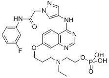 CAS#: 786685-53-8， 2-[Ethyl[3-[[4-[[1-[2-[(3-Fluorophenyl)Amino]-2-Oxoethyl]-1H-Pyrazol-4-Yl]Amino]Quinazolin-7-Yl]Oxy]Propyl]Amino]Ethyl Dihydrogen Phosphate