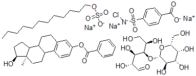 CAS#: 79682-28-3， 4-Obeta-D-galactopyranosyl-D-Glucose mixt. with 4-((chloroamino)sulfonyl)benzoic acid disodium salt, (17beta)-17-hydroxyestra-1,3,5(10)-trien-3-yl benzoate and sodium dodecyl sulfate