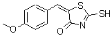 结构式 CAS# 81154-16-7, (5E)-5-(4-甲氧基苄亚基)-2-硫基-1,3-噻唑-4(5H)-酮
