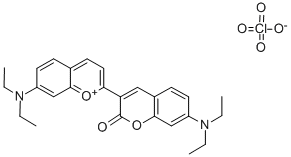 structure of CAS# 81190-25-2, 7-Diethylamino-2-(7-Diethylamino-2-Oxochroman-3-Yl)Chromylium Perchlorate;7-DIETHYLAMINO-2-(7-DIETHYLAMINO-CHROMAN-2-ONE-3-YL)CHROMYLIUM PERCHLORATE;7-DIETHYLAMINO-2-(7-DIETHYLAMINO-2-OXOCHROMAN-3-YL)CHROMYLIUM PERCHLORATE