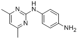 structure of CAS# 81261-93-0, N1-(4,6-Dimethyl-2-Pyrimidinyl)-1,4-Benzenediamine;N-(4,6-DIMETHYLPYRIMIDIN-2-YL)BENZENE-1,4-DIAMINE;2-[N-(4-AMINOPHENYL)AMINO]-4,6-DIMETHYLPYRIMIDINE;N-(4-AMINOPHENYL)-4,6-DIMETHYL-2-PYRIMIDINAMINE