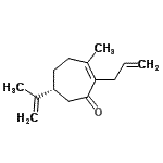 CAS 登录号：821777-88-2， (6R)-2-烯丙基-6-异丙烯基-3-甲基-2-环庚烯-1-酮