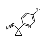 structure of CAS# 827628-15-9, 1-(5-Bromo-2-pyridinyl)cyclopropanecarbonitrile;1-(5-BROMOPYRIDIN-2-YL)CYCLOPROPANE-1-CARBONITRILE