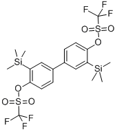 structure of CAS# 828282-80-0, 3,3''-Bis-(Trimethylsilyl)Biphenyl-4,4''-Diyl Bis(Trifluoromethanesulfonate);3,3'-Bis(Trimethylsilyl)Biphenyl-4,4'-Diyl Ditriflate 4,4'-Bis(Trifluoromethanesulfonyloxy)-3,3'-Bis(Trimethylsilyl)Biphenyl;3,3''-BIS(TRIMETHYLSILYL)BIPHENYL-4,4''-DIYL BIS(TRIFLUOROMETHANESULFONATE),98.0+%(GC);3,3''-BIS-(TRIMETHYLSILYL)BIPHENYL-4,4''-DIYL BIS(TRIFLUOROMETHANESULFONATE)