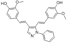 structure of CAS# 828911-76-8, 4,4'-(1E,1'E)-2,2'-(1-Phenyl-1H-Pyrazole-3,5-Diyl)Bis(Ethene-2,1-Diyl)Bis(2-Methoxyphenol);4,4'-(1E,1'E)-2,2'-(1-Phenyl-1H-Pyrazole-3,5-Diyl)Bis(Ethene-2,1-Diyl)Bis(2-Methoxyphenol)