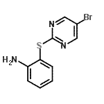 structure of CAS# 849021-43-8, 2-[(5-Bromo-2-pyrimidinyl)sulfanyl]aniline;2-(5-Bromopyrimidin-2-yl)thio]aniline;2-(5-bromopyrimidin-2-ylthio)aniline;2-[(5-Bromopyrimidin-2-yl)thio]aniline