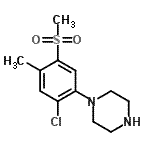 structure of CAS# 849035-65-0, 1-[2-Chloro-4-methyl-5-(methylsulfonyl)phenyl]piperazine;1-[2-(Chloro-4-methyl-5-(methylsulfonyl)phenyl]piperazine;1-[2-(Chloro-4-methyl-5-(methylsulphonyl)phenyl]piperazine;1-[2-Chloro-4-methyl-5-(methylsulfonyl)phenyl]