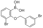 structure of CAS# 849062-27-7, B-[3-Bromo-2-[(3-bromophenyl)methoxy]phenyl]-Boronic acid;3-BROMO-2-(3'-BROMOBENZYLOXY)PHENYLBORO&
