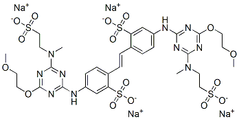 CAS#: 85154-05-8， 2,2'-(1,2-Ethenediyl)Bis[5-[[4-(2-Methoxyethoxy)-6-[Methyl(2-Sulfoethyl)Amino]-1,3,5-Triazin-2-Yl]Amino]-Benzenesulfonic Acid Sodium Salt