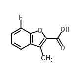 structure of CAS# 852388-66-0, 7-Fluoro-3-methyl-1-benzofuran-2-carboxylic acid;7-fluoro-3-methylbenzo[b]furan-2-carboxylic acid;7-fluoro-3-methylbenzofuran-2-carboxylic acid;7-Fluoro-3-methyl-benzofuran-2-carboxylic acid