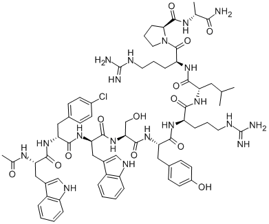 CAS#: 86044-76-0， N-Ac-Trp(1)-(4-Cl-Phe)(2)-Trp(3)-Arg(6)-Ala(10)-Lhrh