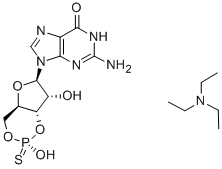 structure of CAS# 86562-10-9, Guanosine-3',5'-Cyclic Monophosphorothioate, Sp-Isomer Sodium Salt;SP-CYCLIC 3',5'-HYDROGEN PHOSPHOROTHIOATE GUANOSINE TRIETHYLAMINE;GUANOSINE-3',5'-CYCLIC MONOPHOSPHOTHIOATE, SP-ISOMER SODIUM SALT;SP-CYCLIC 3'5'-HYDROGEN PHOSPOROTHIOATE GUANOSINE TRIETHYLAMINE