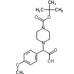 structure of CAS# 868260-17-7, (4-Methoxyphenyl)(4-{[(2-methyl-2-propanyl)oxy]carbonyl}-1-piperazinyl)acetic acid;[62089-74-1];2-(4-Boc-piperazino)-2-(4-methoxyphenyl)acetic acid;2-(4-Boc-piperazinyl)-2-(4-methoxy-phenyl)acetic acid