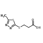 structure of CAS# 869943-40-8, 3-[(5-Methyl-1,3,4-thiadiazol-2-yl)sulfanyl]propanoic acid;3-(5-Methyl-[1,3,4]thiadiazol-2-ylsulfanyl)-propanoic acid;3-(5-methyl-1,3,4-thiadiazol-2-ylthio)propanoic acid;3-[(5-methyl-1,3,4-thiadiazol-2-yl)thio]propanoic acid