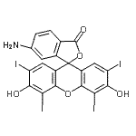 structure of CAS# 870703-94-9, 5-amino-3',6'-dihydroxy-2',4',5',7'-tetraiodo-spiro[isobenzofuran-3,9'-xanthene]-1-one;6-AMINOERYTHROSIN