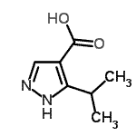 structure of CAS# 870704-28-2, 3-Isopropyl-1H-pyrazole-4-carboxylic acid;3-(propan-2-yl)-1H-pyrazole-4-carboxylic acid;3-Isopropyl-pyrazole-4-;3-ISOPROPYL-PYRAZOLE-4- CARBOXYLIC ACID
