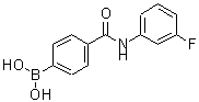 structure of CAS# 874288-05-8, {4-[(3-Fluorophenyl)carbamoyl]phenyl}boronic acid;[4-[(3-Fluorophenyl)carbamoyl]phenyl]boronic acid;4-[(3-Fluorophenyl)carbamoyl]benzeneboronic acid;4-[(3-Fluorophenyl)carbamoyl]benzeneboronic acid 98%