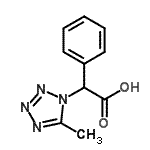 structure of CAS# 876716-32-4, (5-Methyl-1H-tetrazol-1-yl)(phenyl)acetic acid;(5-Methyl-tetrazol-1-yl)-phenyl-acetic acid;1H-TETRAZOLE-1-ACETICACID, 5-METHYL-A-PHENYL-;2-(5-methyl(1,2,3,4-tetraazolyl))-2-phenylacetic acid