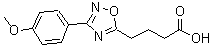 structure of CAS# 876721-15-2, 4-[3-(4-Methoxyphenyl)-1,2,4-oxadiazol-5-yl]butanoic acid;4-(3-(4-methoxyphenyl)-1,2,4-oxadiazol-5-yl)butanoic acid;4-[3-(4-Methoxy-phenyl)-[1,2,4]oxadiazol-5-yl]-butyric acid;4-[3-(4-methoxyphenyl)-1,2,4-oxadiazol-5-yl]butanoic acid