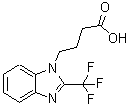 structure of CAS# 876728-42-6, 4-[2-(Trifluoromethyl)-1H-benzimidazol-1-yl]butanoic acid;1H-BENZIMIDAZOLE-1-BUTANOICACID, 2-(TRIFLUOROMETHYL)-;4-(2-(trifluoromethyl)-1H-benzimidazol-1-yl)butanoic acid;4-(2-(tri<wbr>fluoromet<wbr>hyl)-1H-b<wbr>enzo[d]im<wbr>idazol-1-<wbr>yl)butano<wbr>ic acid