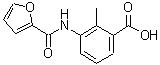 structure of CAS# 878426-41-6, 3-(2-Furoylamino)-2-methylbenzoic acid;3-(furan-2-carboxamido)-2-methylbenzoic acid;3-[(Furan-2-carbonyl)-amino]-2-methyl-benzoic acid;3-[(Furan-2-carbonyl)-amino]-2-methyl-benzoicacid