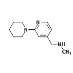 structure of CAS# 879896-58-9, N-Methyl-1-[2-(1-piperidinyl)-4-pyridinyl]methanamine;4-PYRIDINEMETHANAMINE,N-METHYL-2-(1-PIPERIDINYL)-;methyl[(2-piperidyl(4-pyridyl))methyl]amine;MFCD09025859