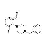 structure of CAS# 883512-18-3, 2-(4-Benzyl-1-piperazinyl)-3-fluorobenzaldehyde;2-(4-Benzyl-1-piperazine)-3-fluoro-benzaldehyde;2-(4-Benzyl-1-piperazino)-3-fluoro-benzaldehyde;2-(4-benzylpiperazin-1-yl)-3-fluorobenzaldehyde
