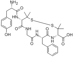 structure of CAS# 88373-72-2, (D-Pen2,Pen5)-Enkephalin;Tyr-D-Pen-Gly-Phe-D-Pen (Disulfide Bridge D-Pen2-D-Pen5);H-Tyr-D-Pen-Gly-Phe-Pen-OH (Disulfide Bond);L-Tyr-D-Pen-Glu-L-Phe-L-Pen-OH