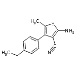 结构式 CAS# 884497-32-9, 2-氨基-4-(4-乙基苯基)-5-甲基-3-噻吩甲腈