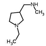 structure of CAS# 884504-74-9, 1-(1-Ethyl-3-pyrrolidinyl)-N-methylmethanamine;(1-ethyl-3-pyrrolidinyl)-N-methyl methanamine;(1-ethyl-3-pyrrolidinyl)-N-methylmethanamine;(1-Ethyl-pyrrolidin-3-ylmethyl)-methyl-amine