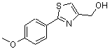 structure of CAS# 885279-75-4, [2-(4-Methoxyphenyl)-1,3-thiazol-4-yl]methanol;(2-(4-methoxyphenyl)thiazol-4-yl)methanol;[2-(4-methoxyphenyl)-1,3-thiazol-4-yl]methan-1-ol;[2-(4-methoxyphenyl)thiazol-4-yl]methanol