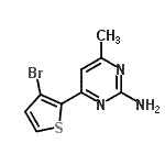 structure of CAS# 886360-55-0, 4-(3-Bromo-2-thienyl)-6-methyl-2-pyrimidinamine;4-(3-Bromo-2-thienyl)-6-methyl-2-pyrimidinamine;4-(3-bromothiophen-2-yl)-6-methylpyrimidin-2-amine;MFCD03791203