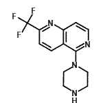 structure of CAS# 890302-17-7, 5-(1-Piperazinyl)-2-(trifluoromethyl)-1,6-naphthyridine;1,6-NAPHTHYRIDINE,5-(1-PIPERAZINYL)-2-(TRIFLUOROMETHYL)-;5-Piperazin-1-yl-2-(trifluoromethyl)-1,6-;5-Piperazin-1-yl-2-(trifluoromethyl)-1,6-naphthyridine