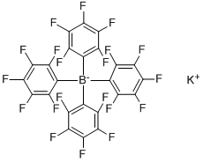structure of CAS# 89171-23-3, Potassium Tetrakis(Pentafluorophenyl)Borate;Borate(1-), Tetrakis(Pentafluorophenyl)-, Potassium;POTASSIUM TETRAKIS(PENTAFLUOROPHENYL)BORATE;Kaliumtetrakis(Pentafluorophenyl)Borat