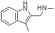 structure of CAS# 894852-67-6, N-Methyl-1-(3-methyl-1H-indol-2-yl)methanamine;1H-indole-2-methanamine, N,3-dimethyl-;methyl[(3-methyl-1H-indol-2-yl)methyl]amine;MFCD05181743