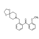 structure of CAS# 898755-79-8, [2-(1,4-Dioxa-8-azaspiro[4.5]dec-8-ylmethyl)phenyl](2-methoxyphenyl)methanone;2-[8-(1,4<wbr>-dioxa-8-<wbr>azaspiro[<wbr>4.5]decyl<wbr>)methyl]-<wbr>2'-methox<wbr>y benzoph<wbr>enone